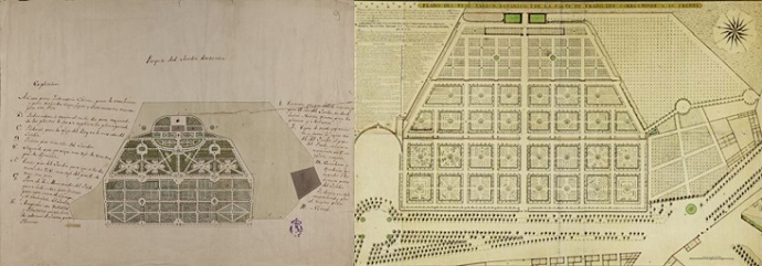 Proyecto de Sabatini 1778 para el   Real Jardín Botánico. / Proyecto de Juan de Villanueva 1786. Real Jardín Botánico