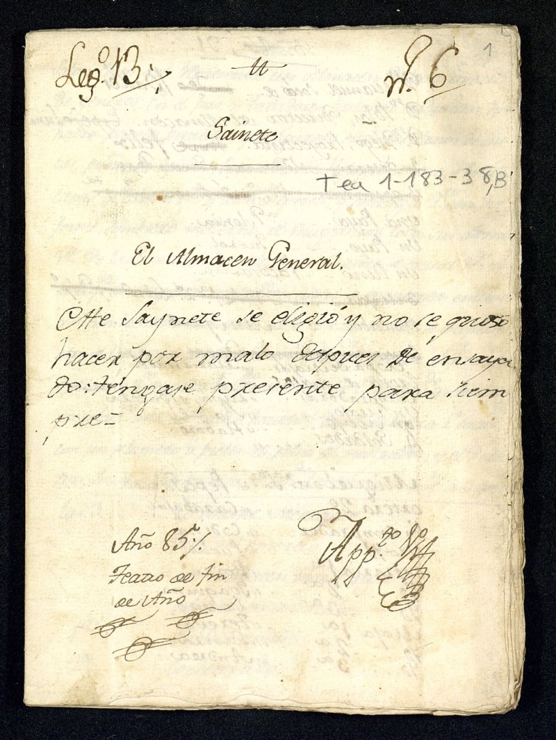 Sort, José. El Almacen general [Manuscrito].-- 1785
