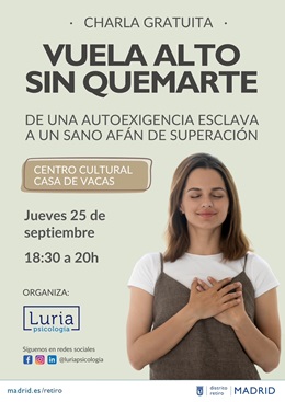 Cartel con información de la actividad y fotografía de la ponente