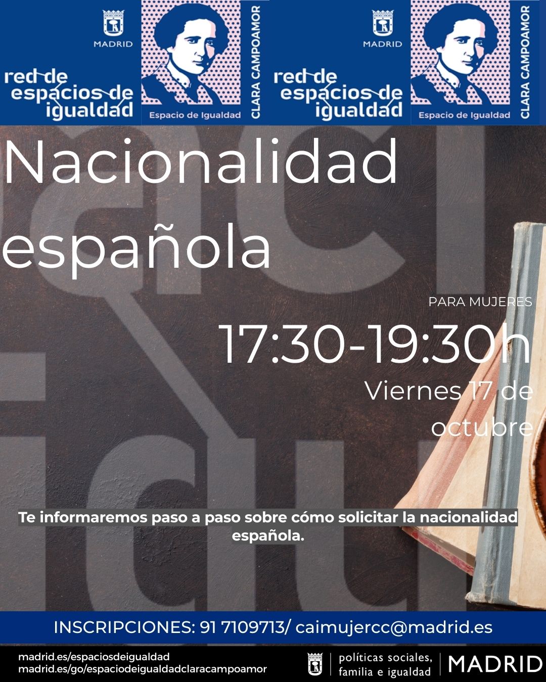 Cartel con texto con la misma información que en web
