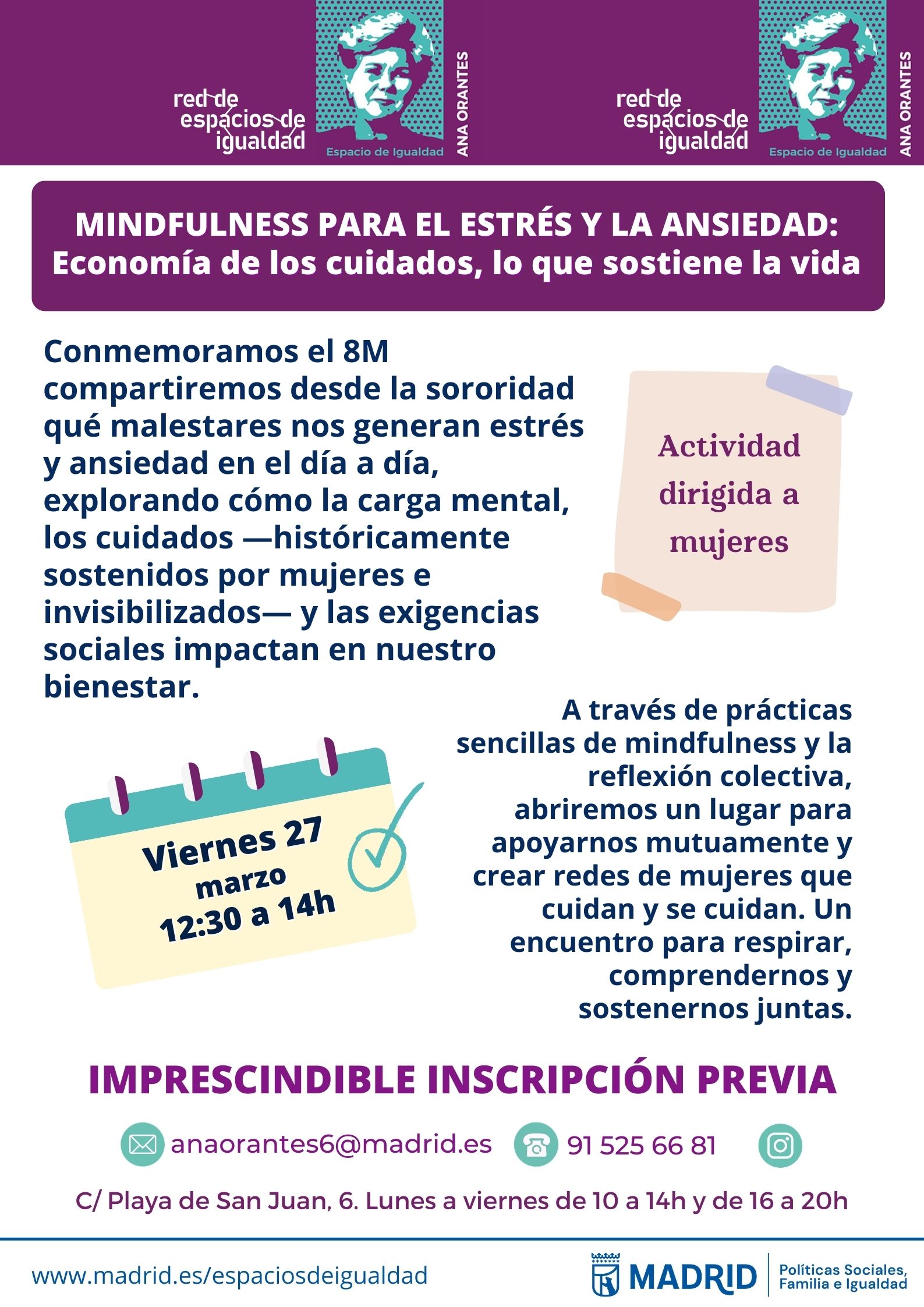 Cartel con el texto contenido en web