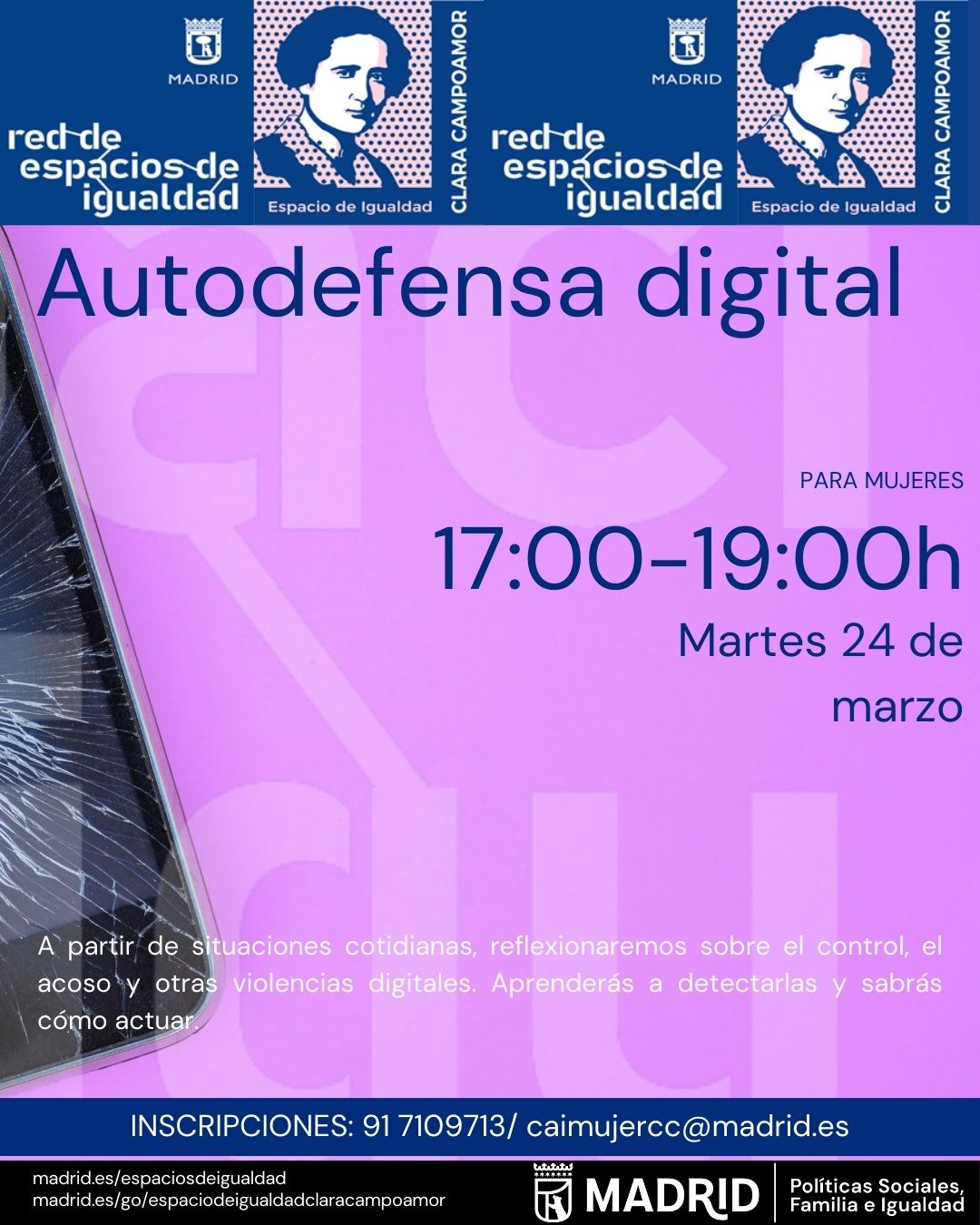 Cartel con el texto contenido en web