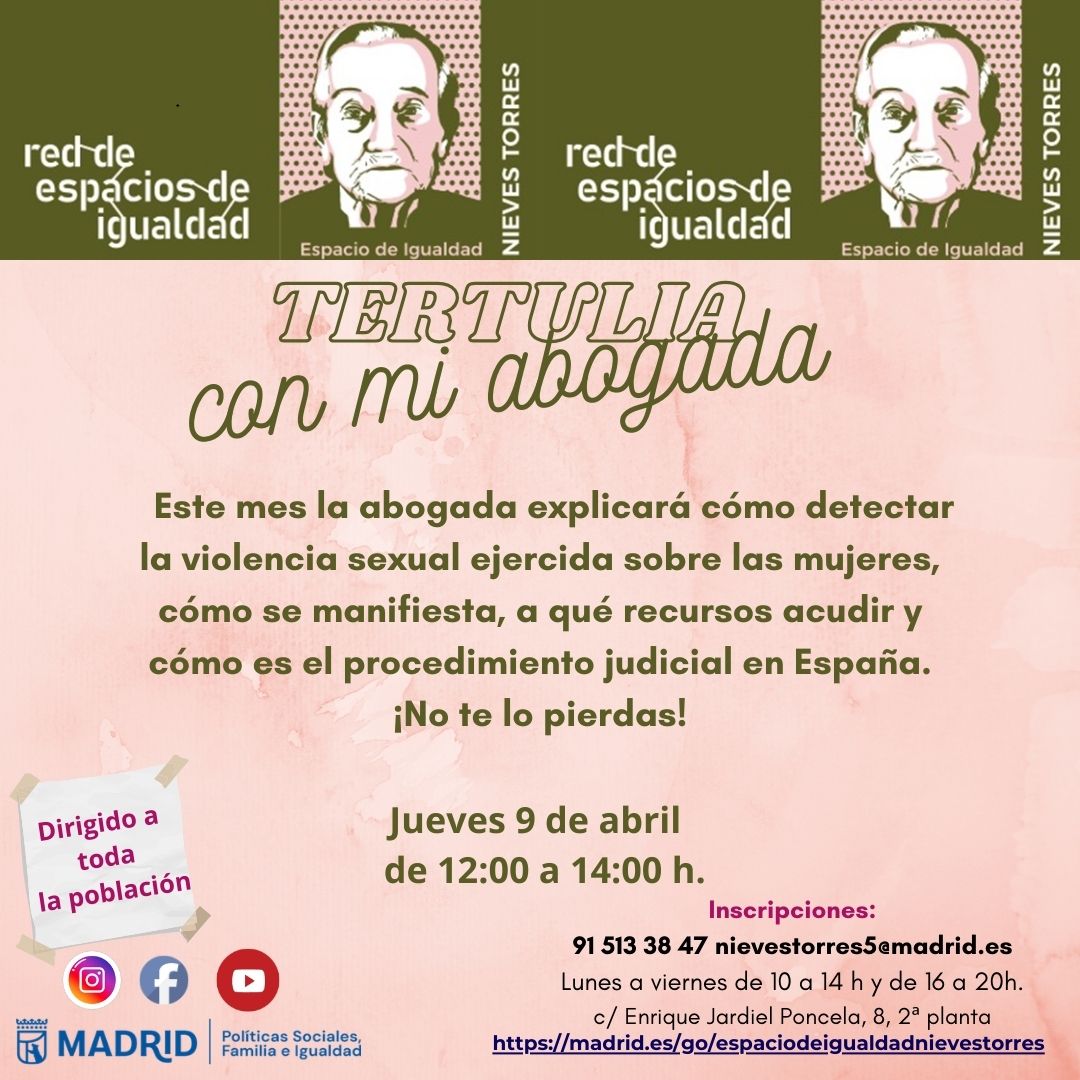 tertulia con mi abogada. dirigido a poblaci&oacute;n general. 